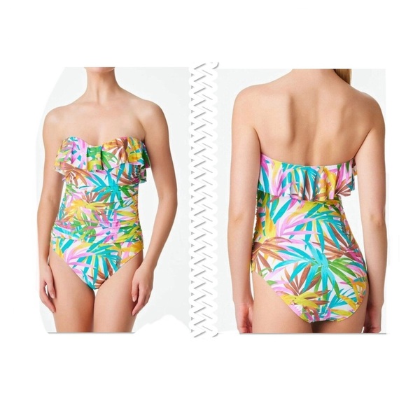 Bleu Rod Beattie Fantasy Island Strapless Bandeau One Piece Swimsuit Sz 8 - Picture 1 of 8